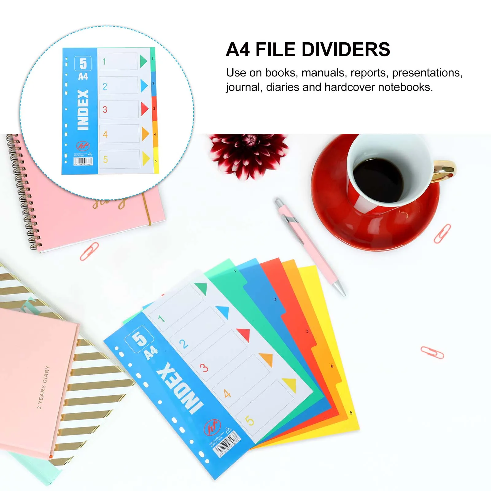 1 Set Document Management Page 11 Holes A4 Classification Page Office Binder Dividers Tab Dividers (Number 1-12)