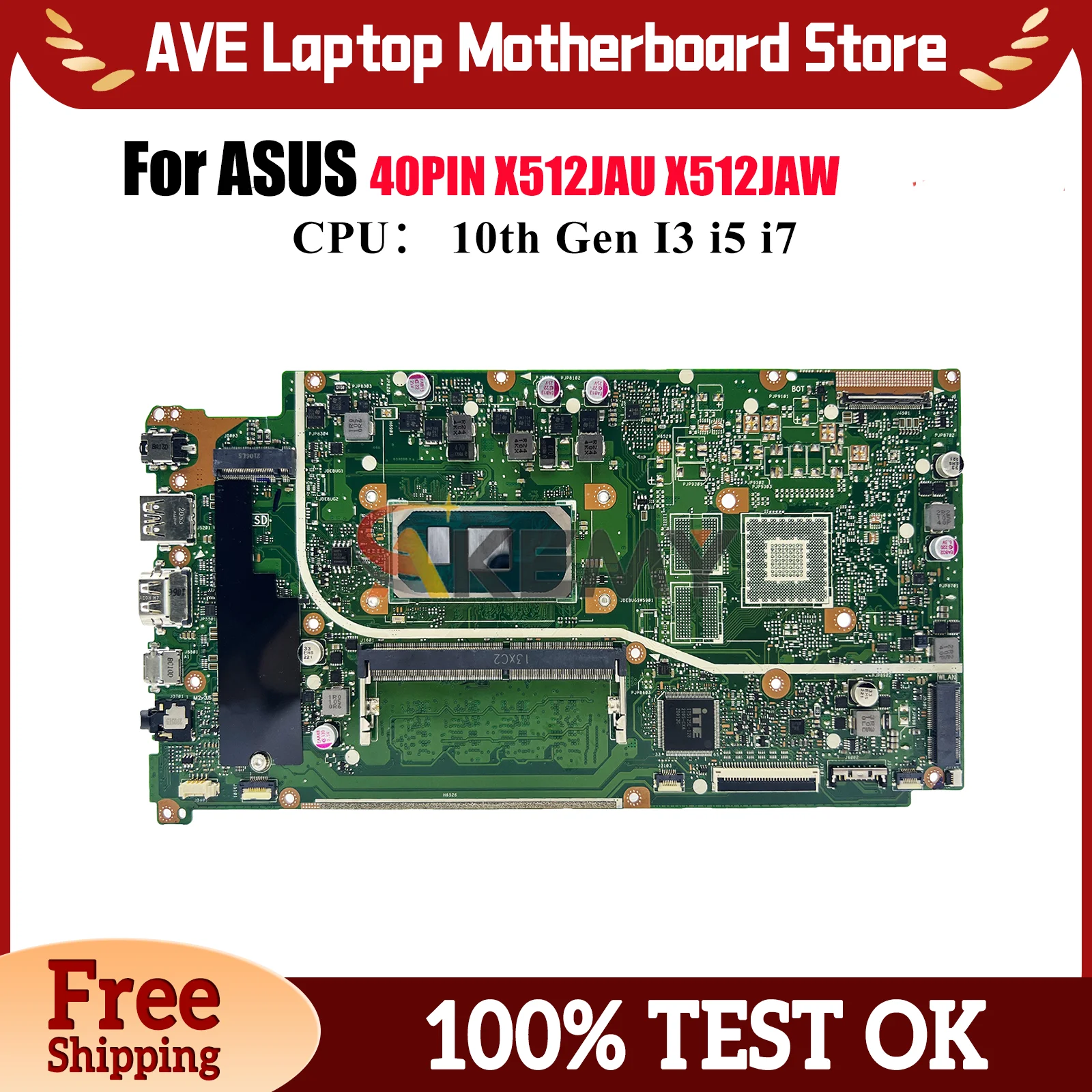 

X512JAU Материнская плата для ноутбука ASUS F512J K512J X512J X512JF S512J X512JP V5000J X512JAW A512J Материнская плата с 10-го поколения I3 i5 i7