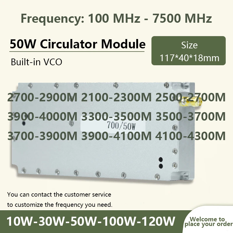 

30-50WModule With Built-in VCO Frequency Can Be Customized 900-1000Mhz 3000-3300Mhz 6300-6900Mhz 6900-7100Mhz 7100-7200Mhz 1.2G