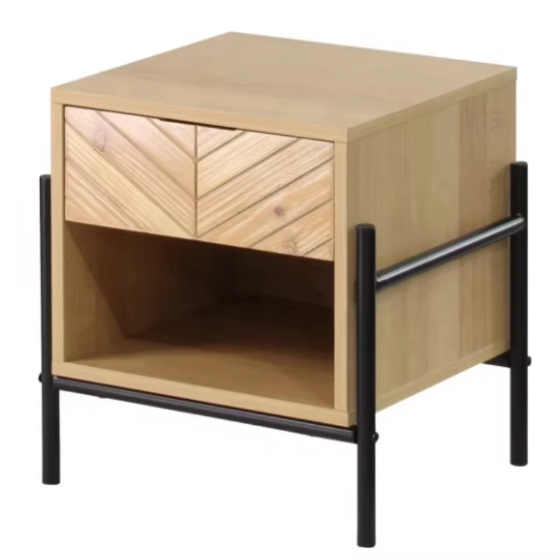 

Modern small space bedroom bedside table with storage space, 1 drawer, wooden design