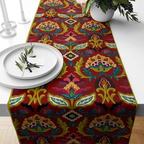 Digital Ethnic Pattern Special Design Raschel Knitted American Service Table Cloth