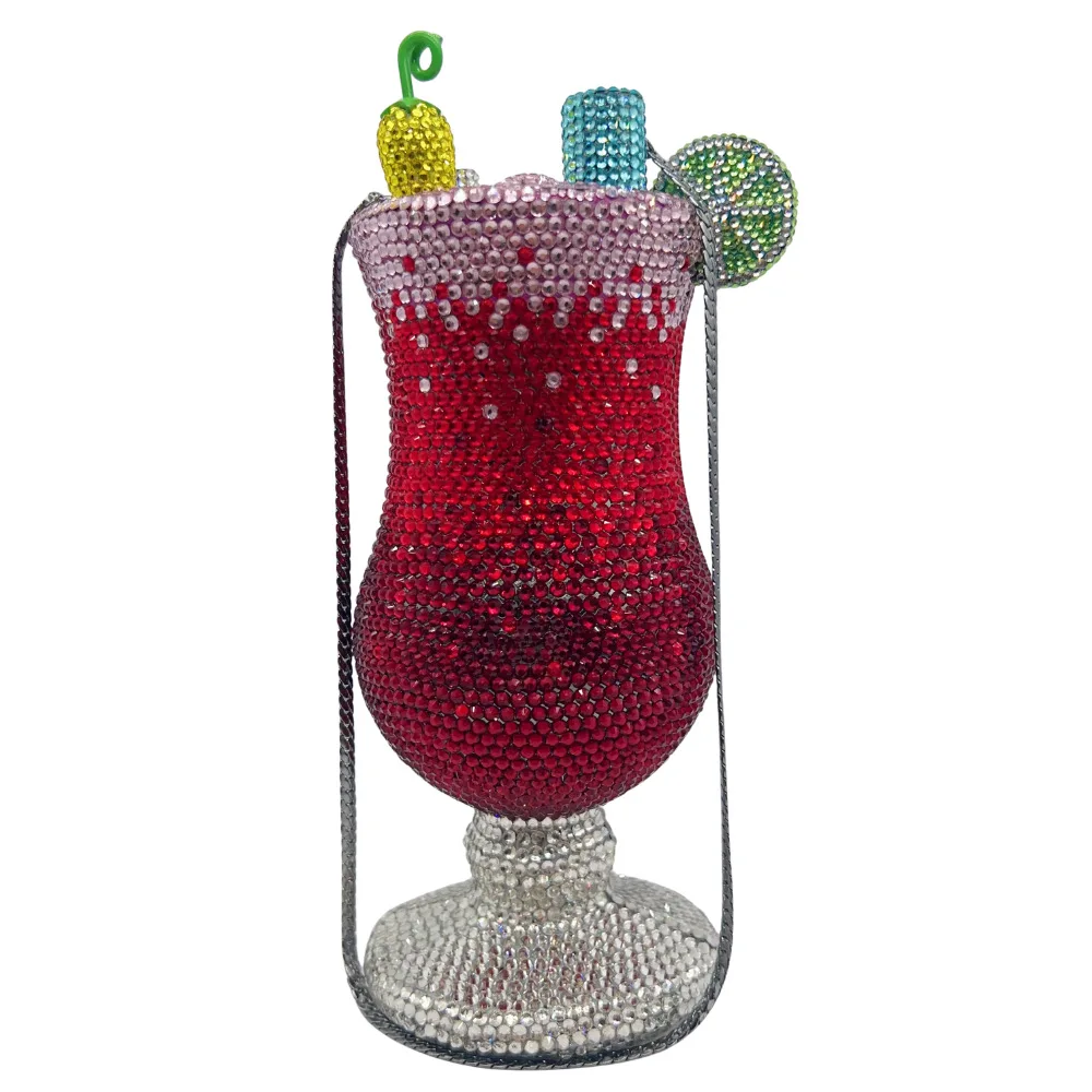 

Fashion Rhinestone Martini Evening Clutch Bag for Women Crystal Wedding Bridal Handbag Diamond Fancy Cocktail Party Purse