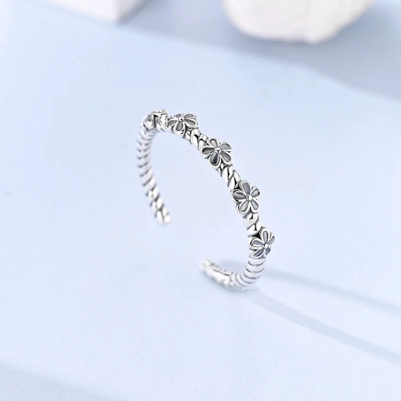 Original S925 Silver Faith Evil Eye Horse Cross Collection Open Rings Zircon Engraved Text Stackable Adjustable Rings for Women view 4
