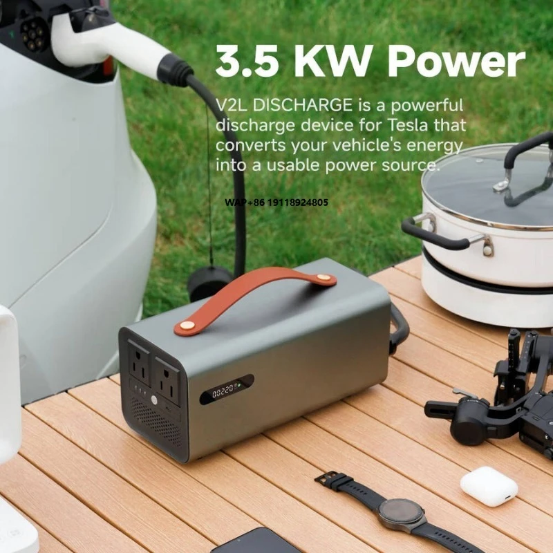 3.5kW NACS V2L Discharge Station for EV Vehicle to Load Discharger 3500W 120V 240V Camping Outdoor Power Solution