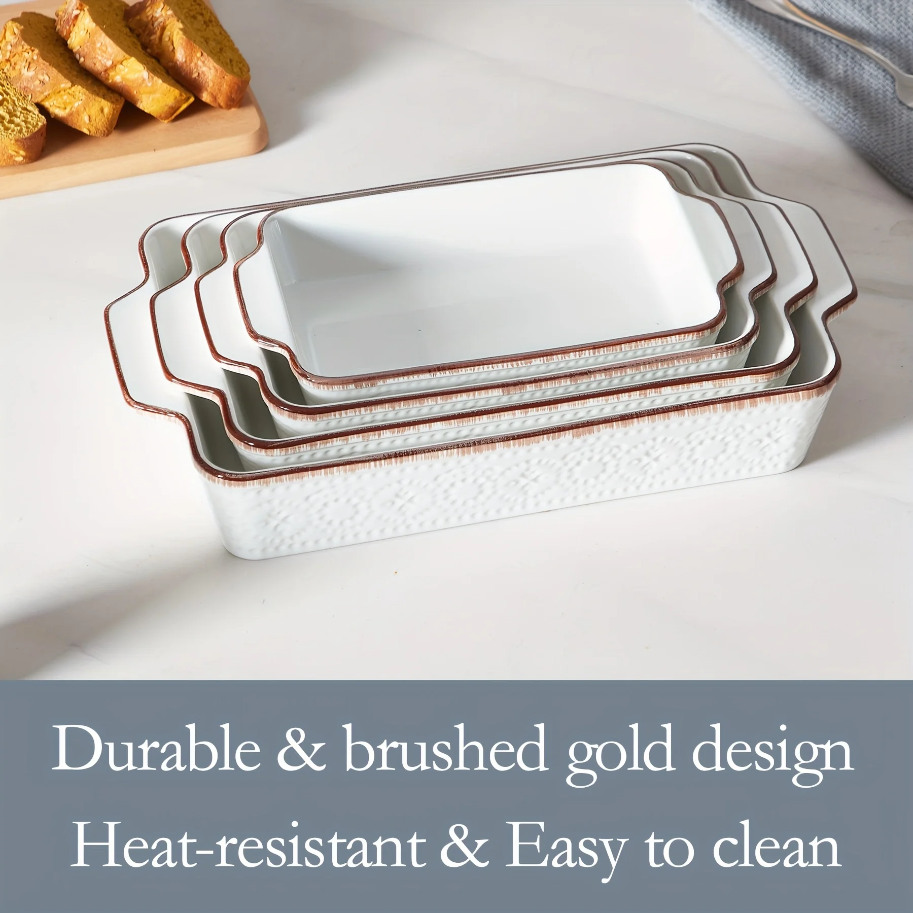 

Ceramic Bakeware Set of 4, Porcelain Baking Dishes for Oven, Kitchen, Cake Dinner, Banquet And Daily Use (15''/14''/12''/11''), Series