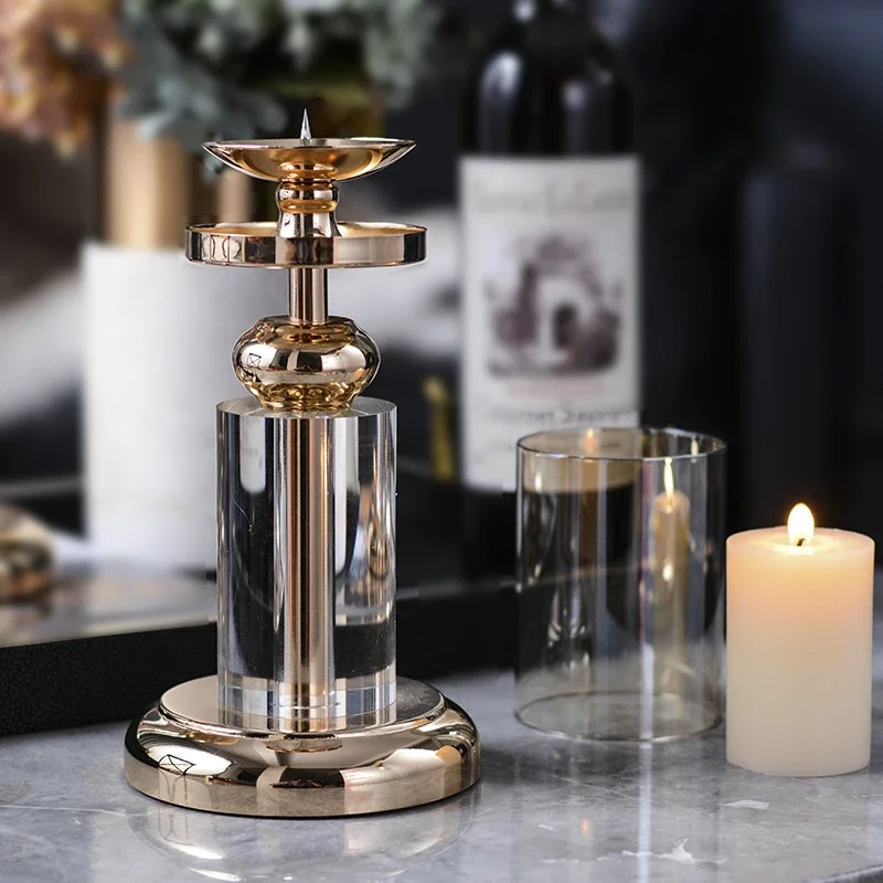Light Luxury Crystal Candle Holder Living Room Dining Table Decoration Dining Cabinet Desktop Decoration High-end Feel