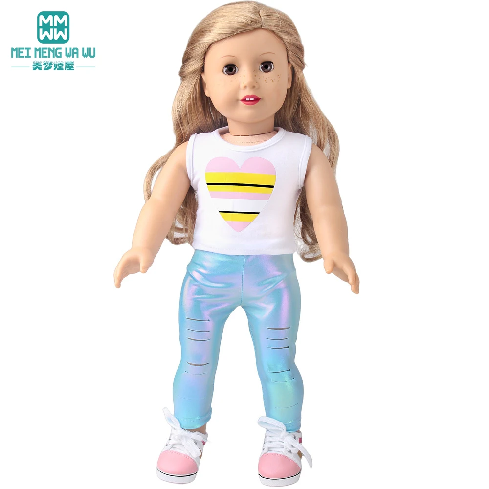 Puppe Kleidung Fit 45cm Spielzeug Amerikanische Puppe Mode Cartoon Gaze Kleid Hemd Hosen Schuhe Mädchen Geschenke – Detail 17