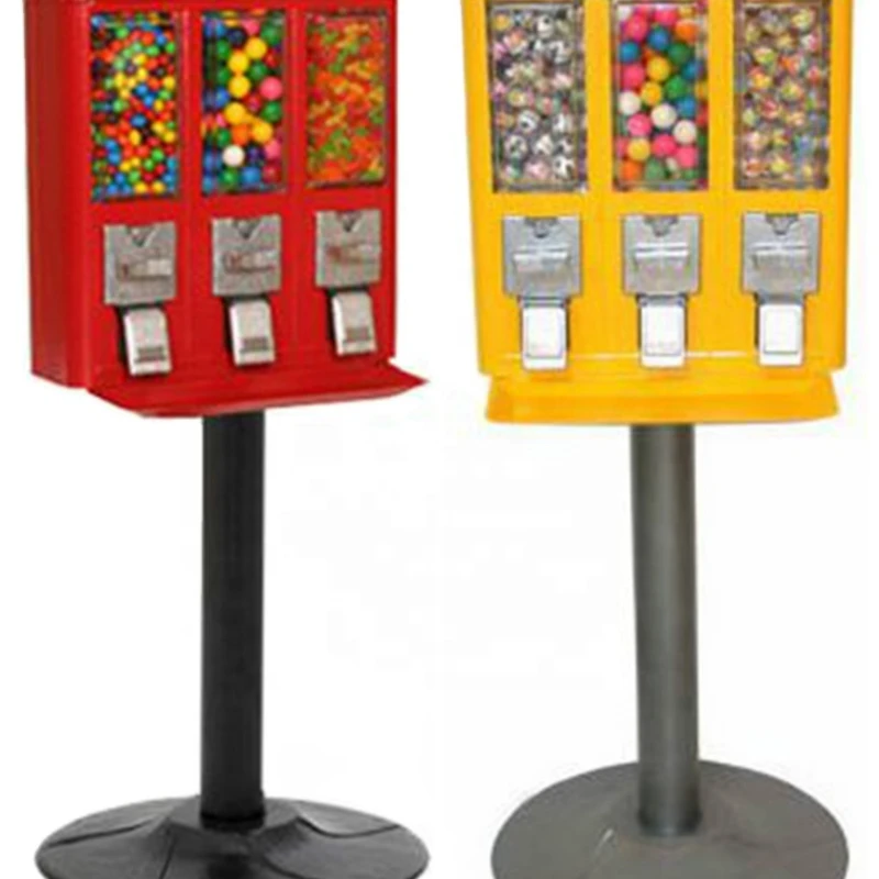 triple head bulk candy bouncing ball outdoor triple candy vending machine