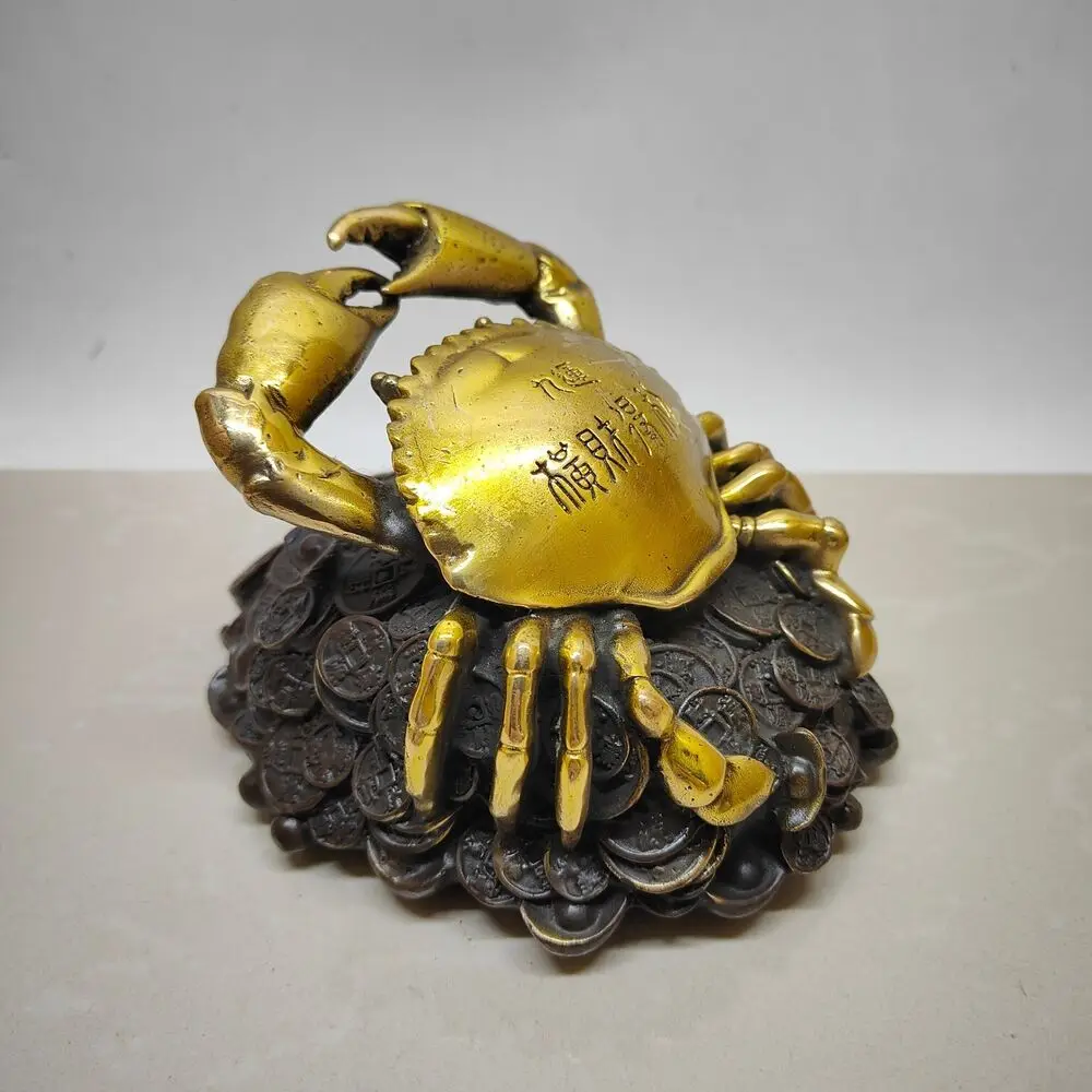 Collectable Chinese Bronze Gilding Fortune Crab Wealth Wishes Ornament Statue