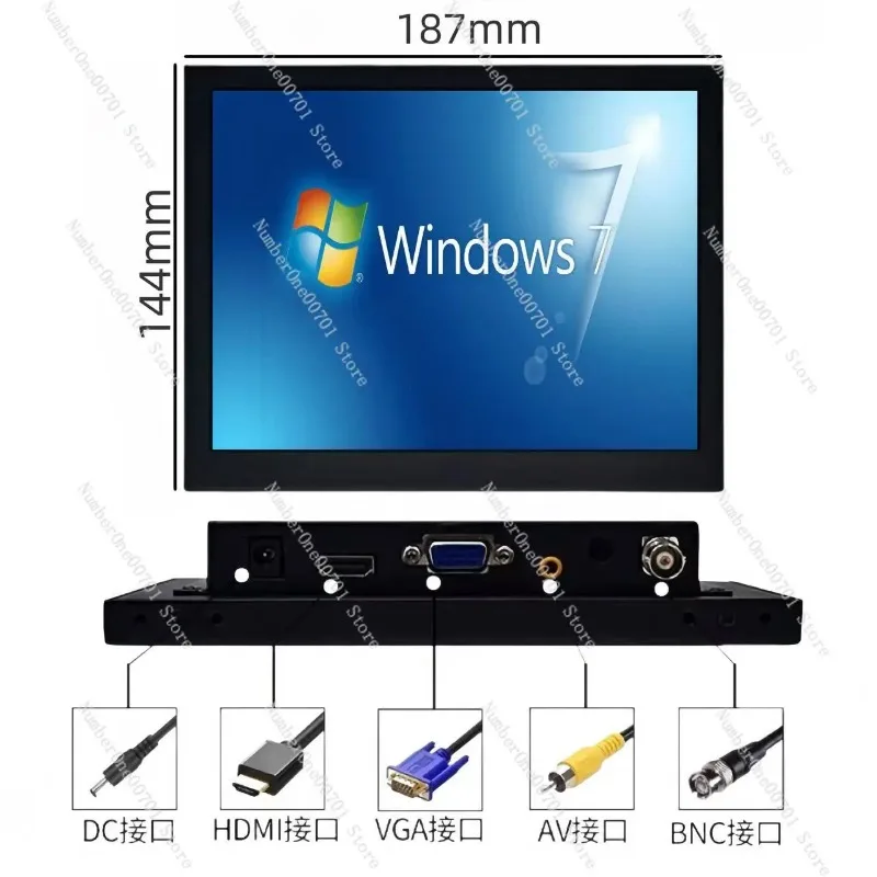 8-Inch Touchscreen Monitor - HD VGA/HDMI Display for Car, Security & Industrial Equipment Monitoring