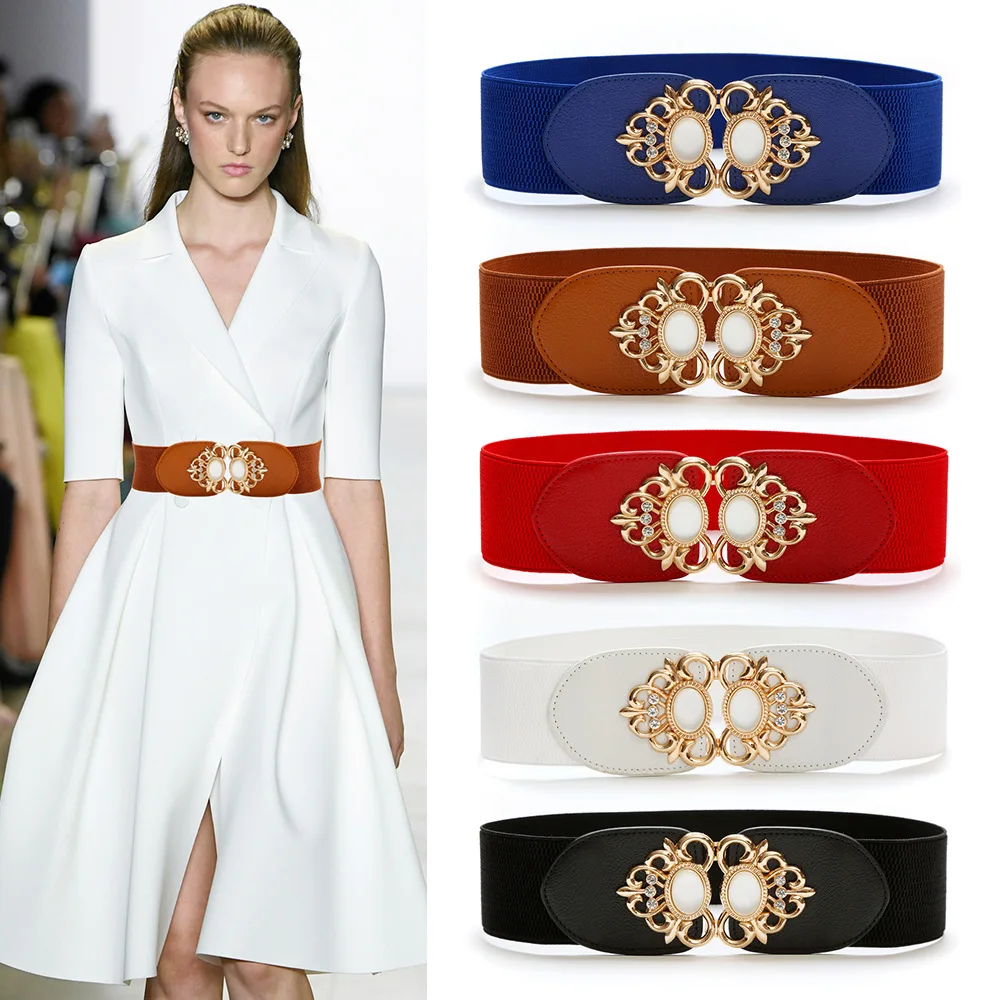 

70-90 см золотисто-желтый пуговицы женский красный ремень универсальный пояс декоративное платье со стразами трансграничная эластичная пряжка черный