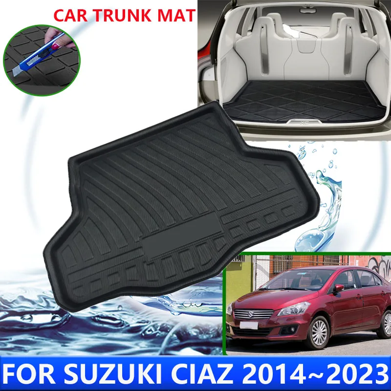 For Suzuki Ciaz VC 2014~2023 2016 2018 2020 2021 2022 Car Rear Trunk Protector Pad Auto Waterproof Anti-Fouling Mats Accessories