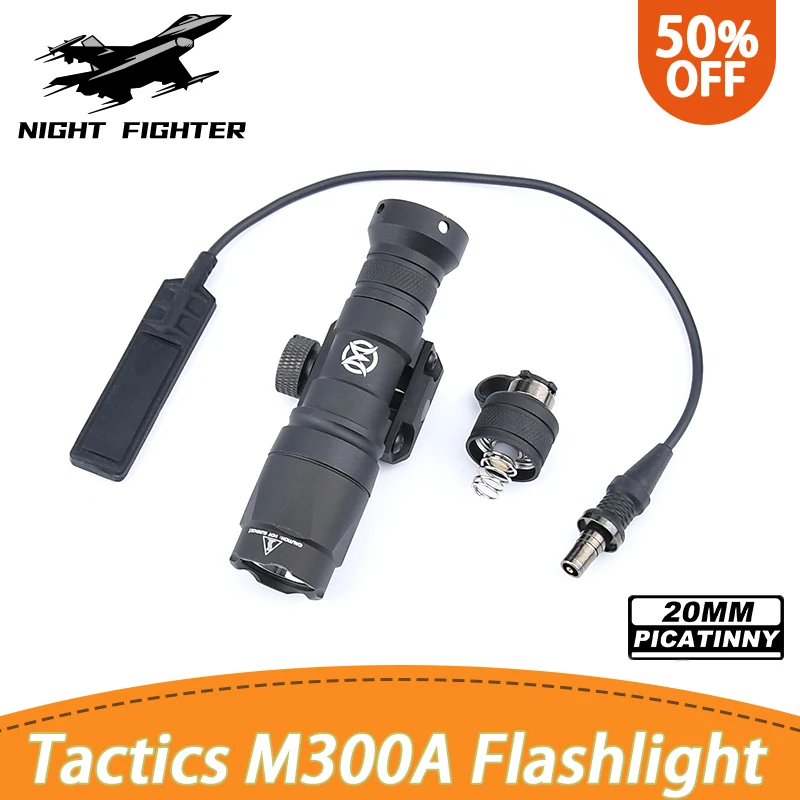 

WADSN Surefir M300A M300 Tacitcs Flashlight Mini Weapon Scout Hunting LED Light Fit 20MM Rail Momentary-on Constant-on Tail