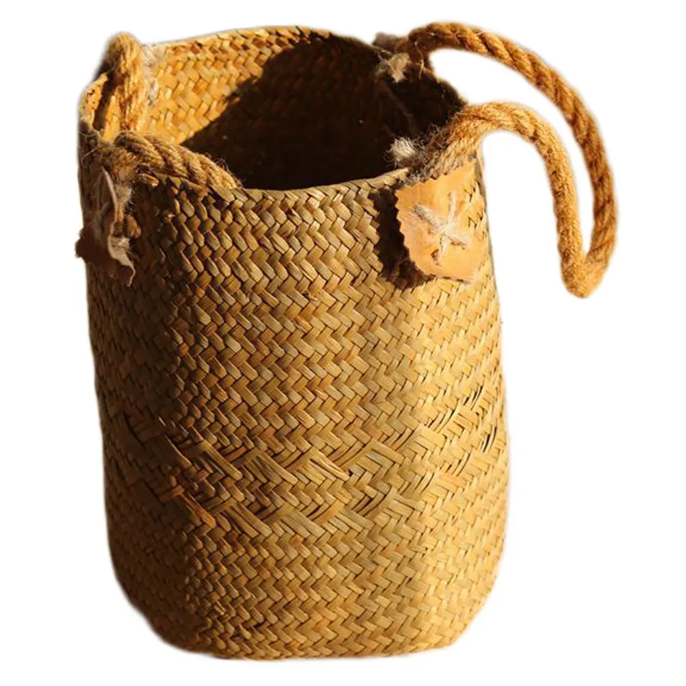 

Knitted Flower Dried Flower Vase Willow Leaf Storage Container Home Bedroom Decor Desktop Decoration Yellow Size S