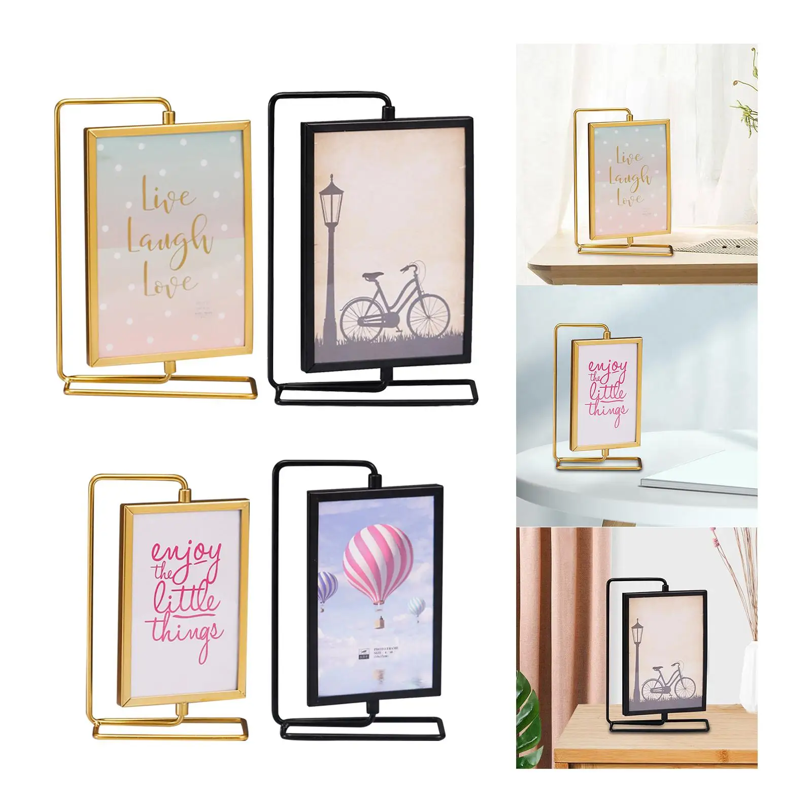 Picture Frame Cards Display Holder with Glass Front Ornament Rotating Photo Frame for Office Family Wedding Love Farmhouse Home