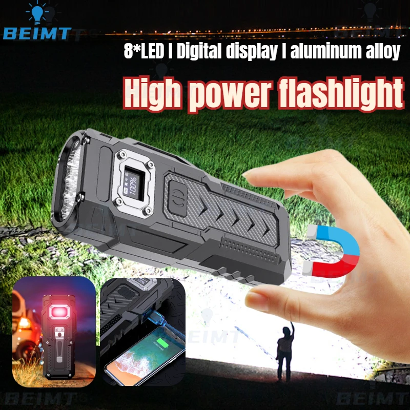 Portable Strong Light Ultra Bright LED Flashlight Charging Portable Multifunctional Work Light Outdoor Mini Lighting Power Bank