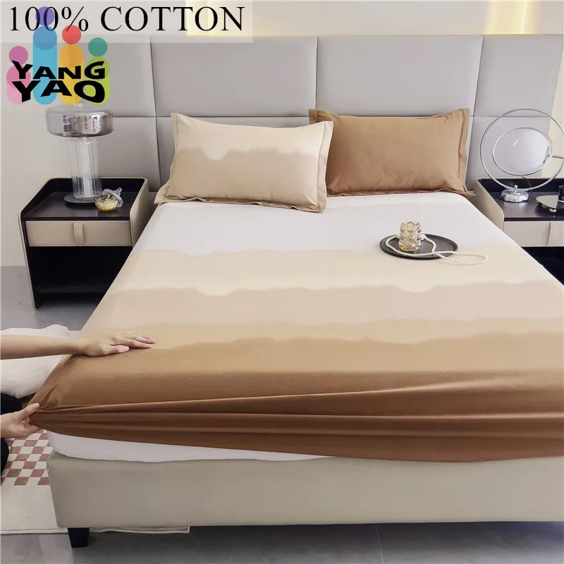 Simple Style Fitted Sheet Pure Cotton Bedsheet Home Bed Linen lencol cama casal Elastic Mattress Cover(Pillowcase Need Order)