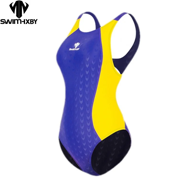 HXBY High Quality One Piece Triangle Racing Competition Waterproof Chlorine Resistant Women Swimwear Plus Size Bathing Swimsuits