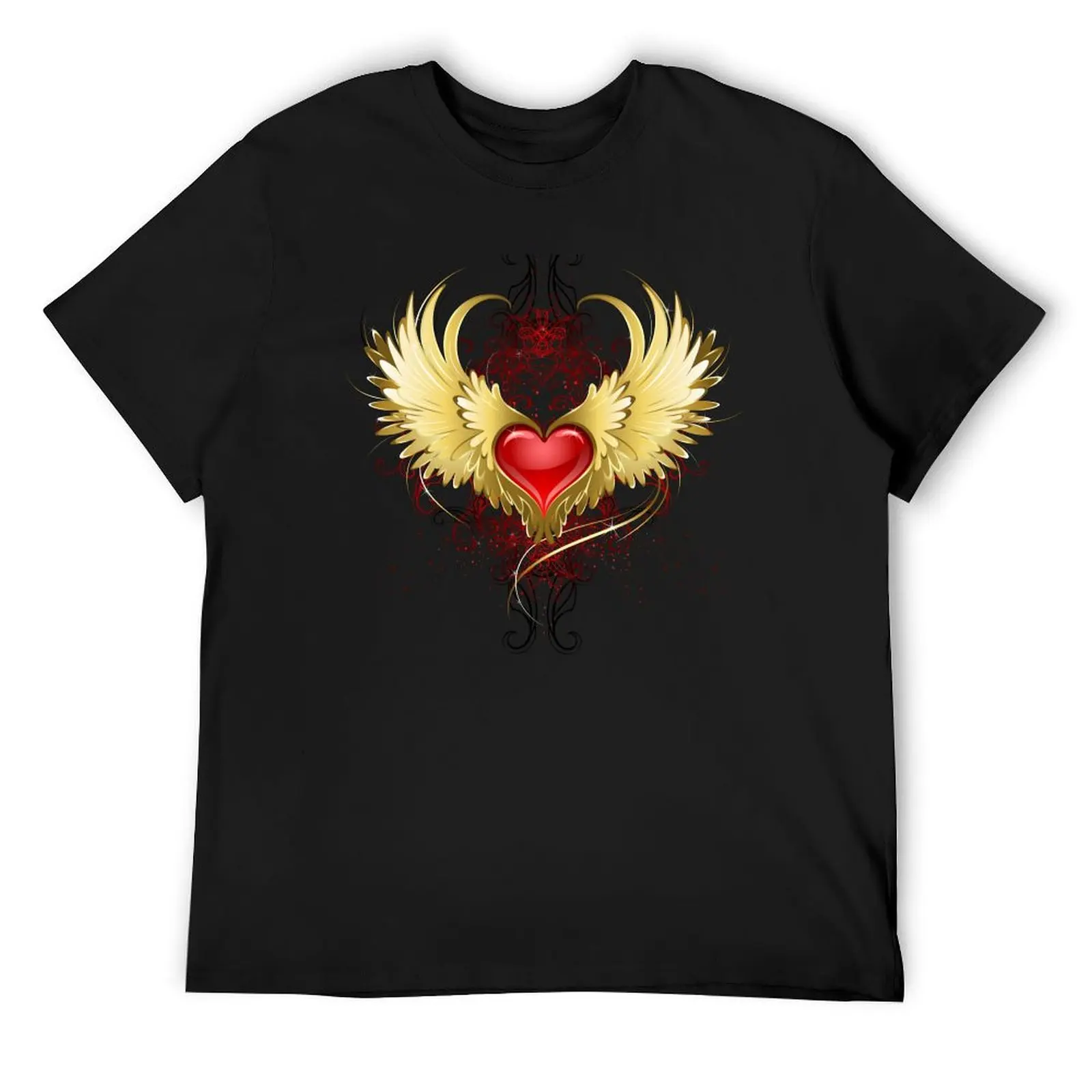 

Red Heart with Golden Wings ( Gold Wings ) T-Shirt aesthetic clothes sublime heavy weight t shirts for men