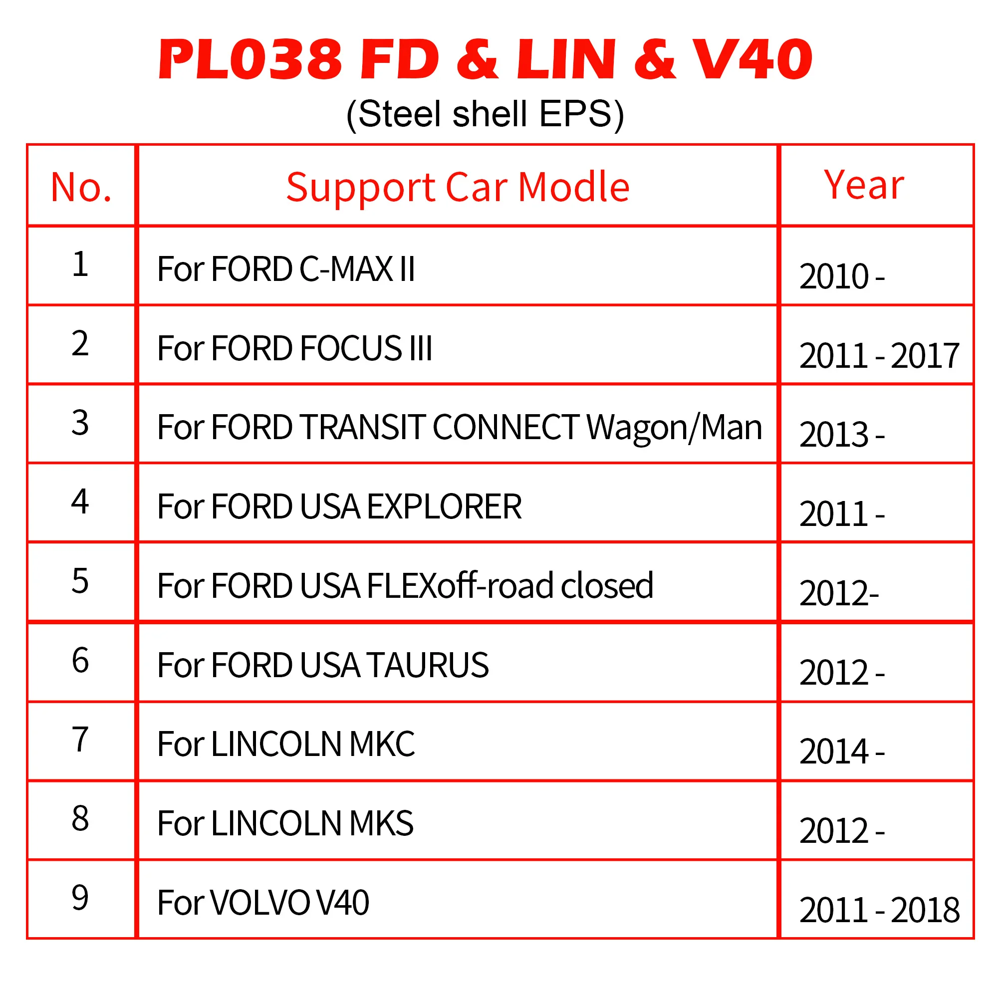 جهاز اختبار EPS لسيارة Ford/LINCOLN/VOLVO V40 غلاف فولاذي كاشف محرك عجلة القيادة، أداة تشخيص رقمية لرف التوجيه PL038