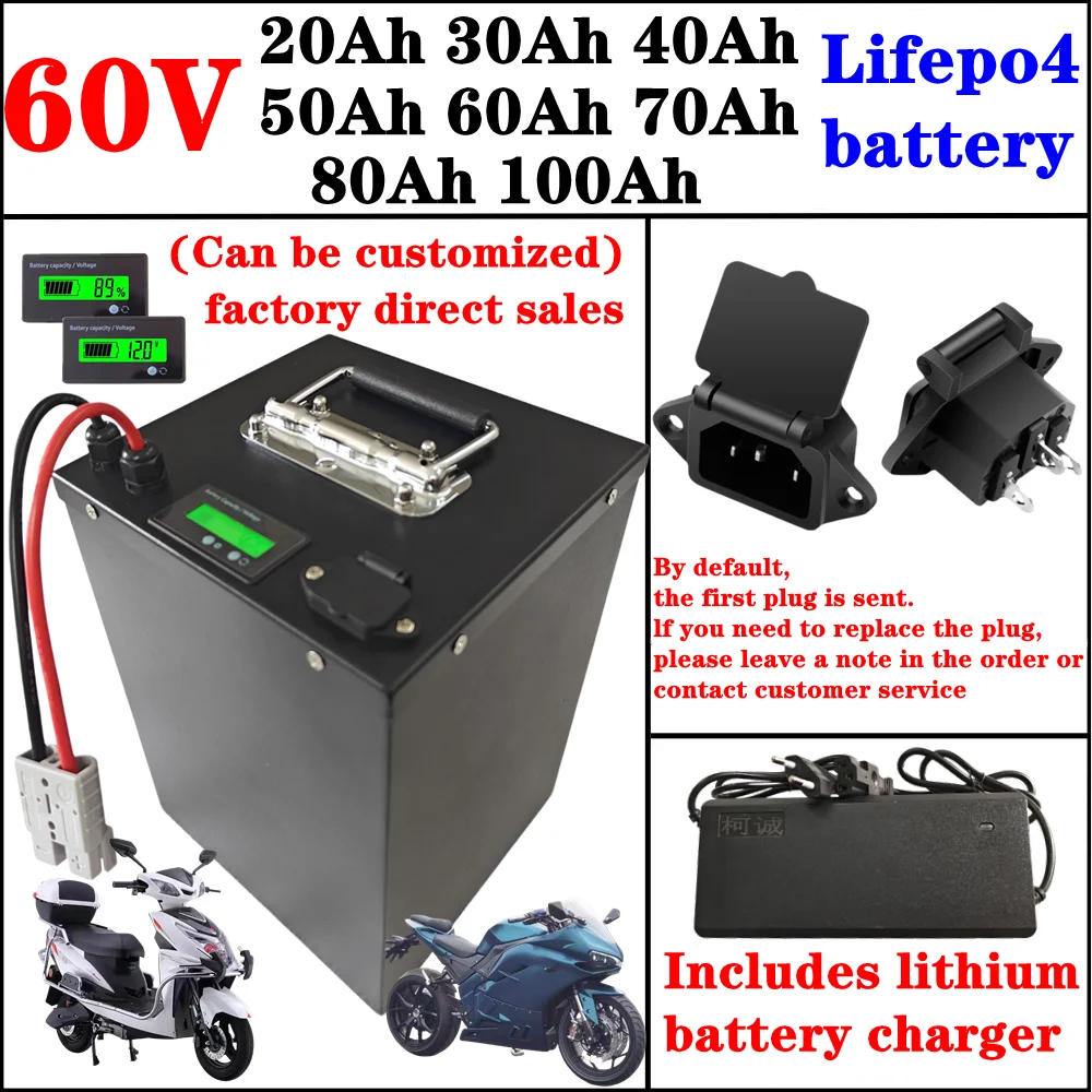 LIFEPO4 60V 60Ah 100Ah 60V 80Ah 20Ah 30Ah 40Ah 50Ah 70Ah Lithium iron phosphate battery for Two Three Wheelers Vehicles