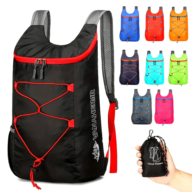 Lightweight Folding Backpack, Suitable for Hiking, Travel, Outdoor Adventures, Adjustable Shoulder Straps, Multiple Compartments