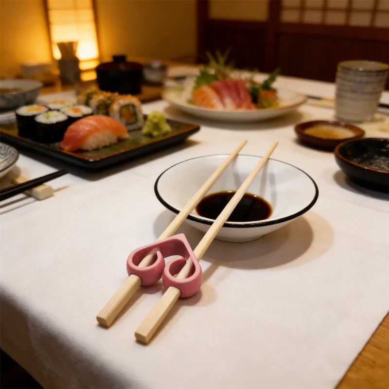 Convenient and Portable Heart Pattern Chopsticks Trainer; Reusable and Non-Slip For All Ages