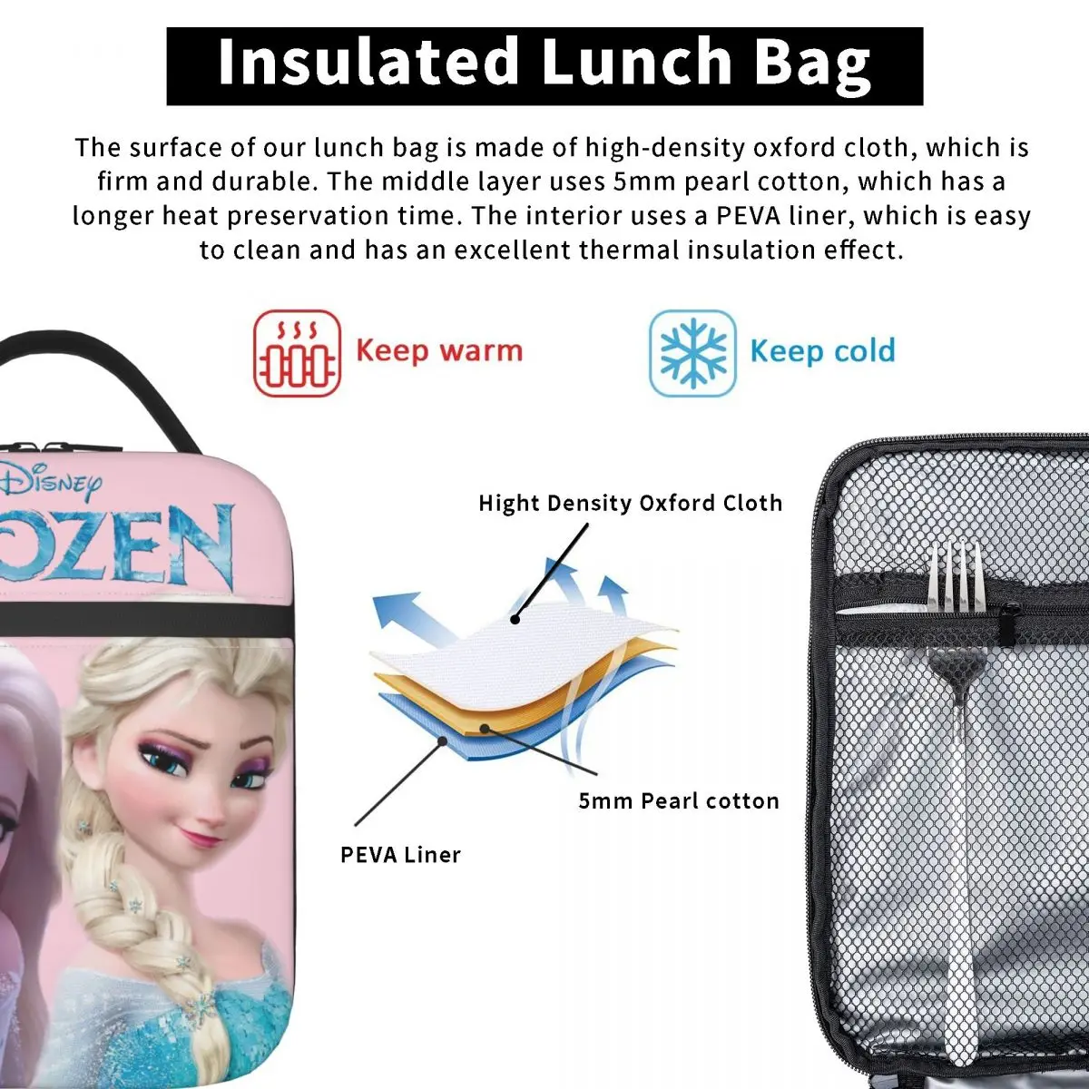 Thermal Bento Box Elsa Frozen Aluminum Foil Insulation Disney Frozen Children\'s School Lunch Box Bag Couple