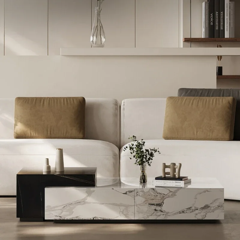 

Rock slab coffee table high-end large apartment simple square sofa coffee table