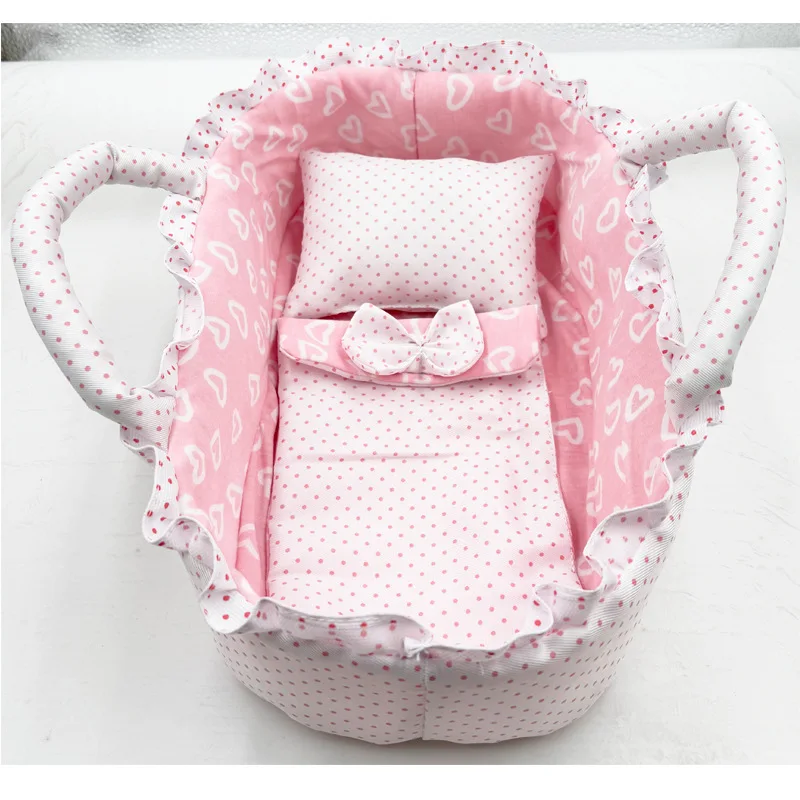 35cm Reborn Doll Bassinet with Pillow，Portable Doll Bed for Kids' Pretend Play