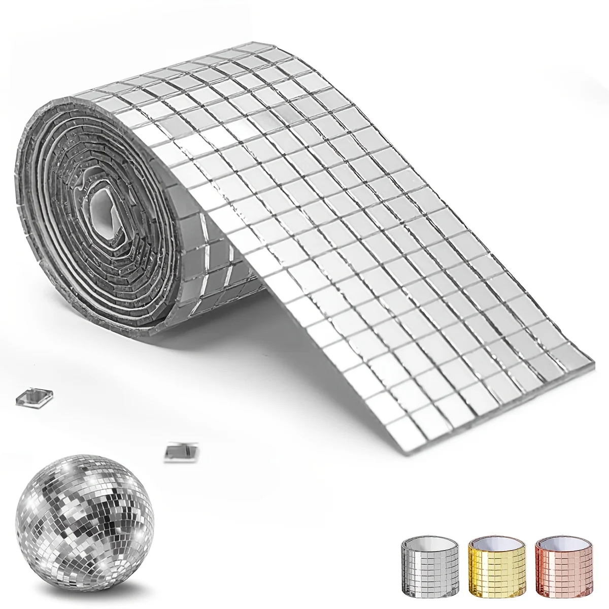 Discokugel-Fliesen, 5 x 5 mm Selbstklebende Acrylspiegelfliesen, Abziehen und Aufkleben Mosaik für DIY Discokugel, Kunstkollagen