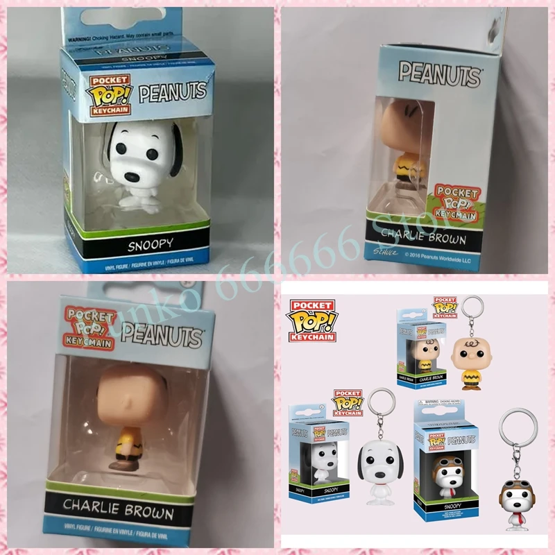 Nuevo llavero de juguete FUNKO bolsillo cacahuetes Charlie Brown SNOOPY figuras de juguete bolsillo POP llavero lindo coleccionable colgantes modelo JUGUETES