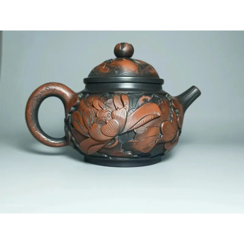 

Чайник Jianshui ручной работы с полной резьбой в виде лотоса (не из исинской глины цзыша), керамический, для чайной церемонии Кунг-фу, посуда для чаепития