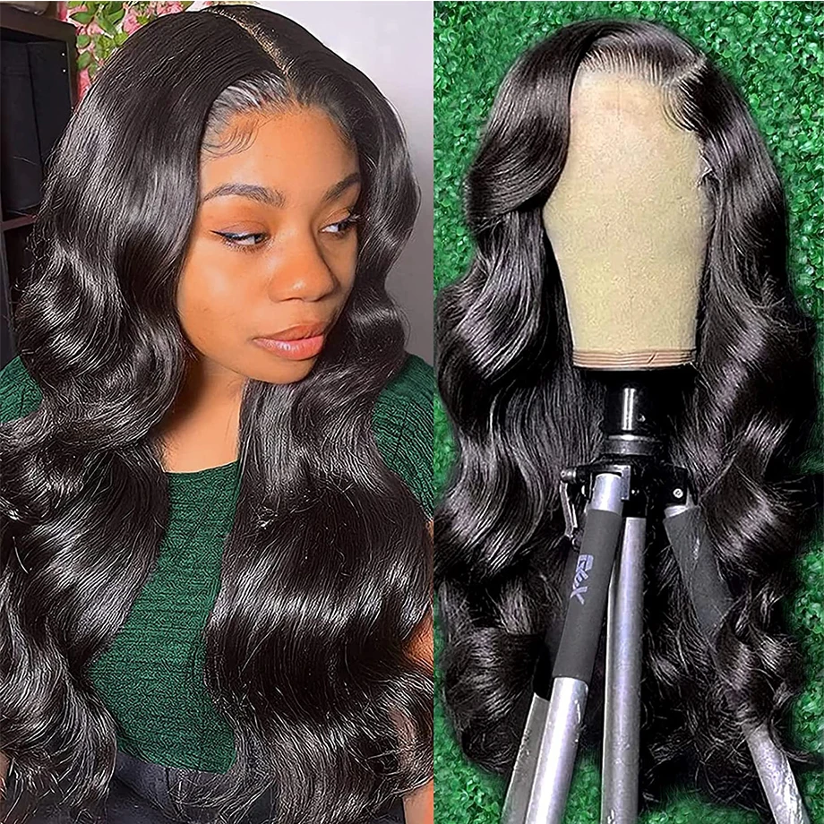 180 Density HD Transparent 13x6 Body Wave Lace Frontal Wigs Human Hair 28 30 36 Inch 13x4 Lace Front Wig Brazilian Natural Black