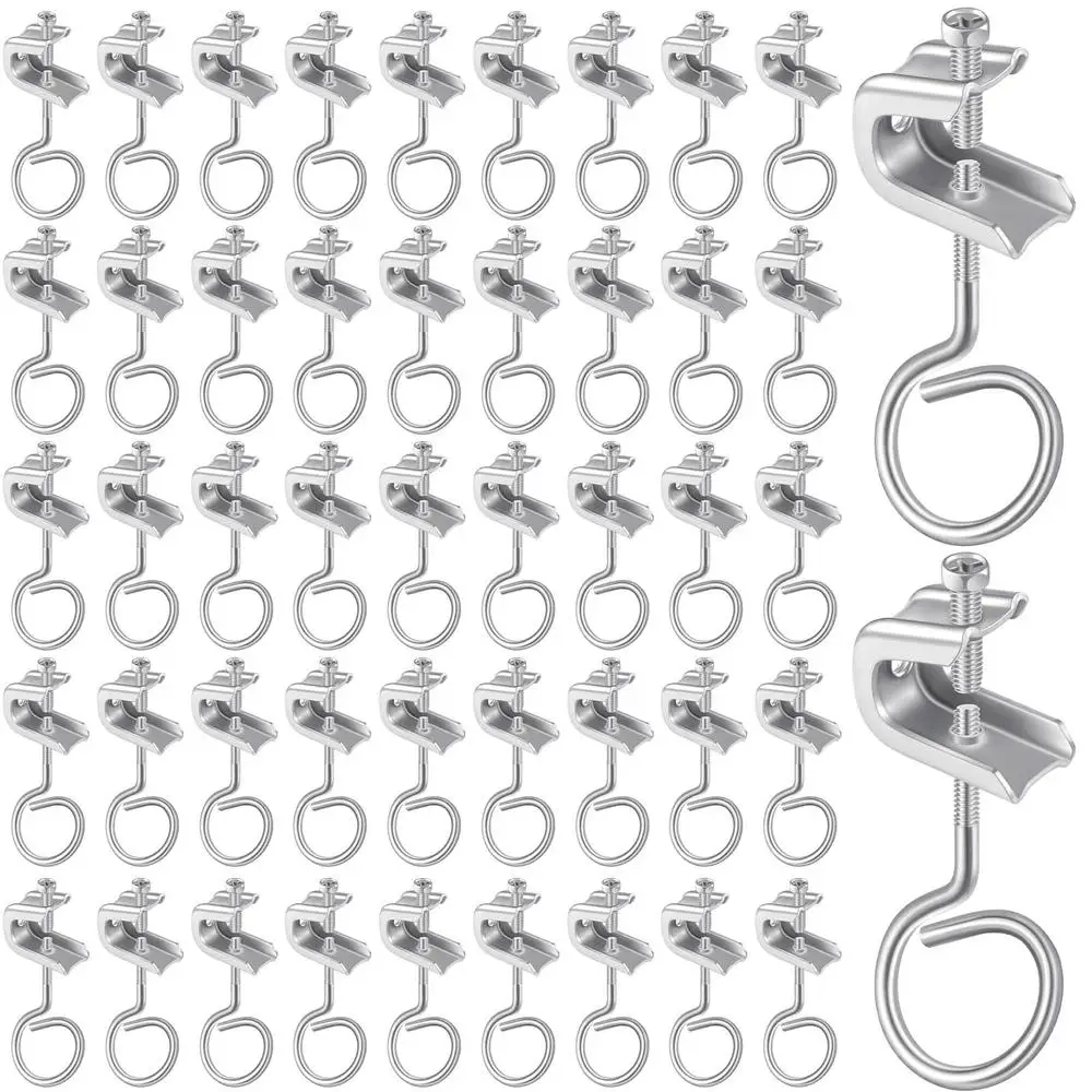 50 Sets Metal Adjustable Beam Clamp C Clamps & Cable Ring Hangers 1/4