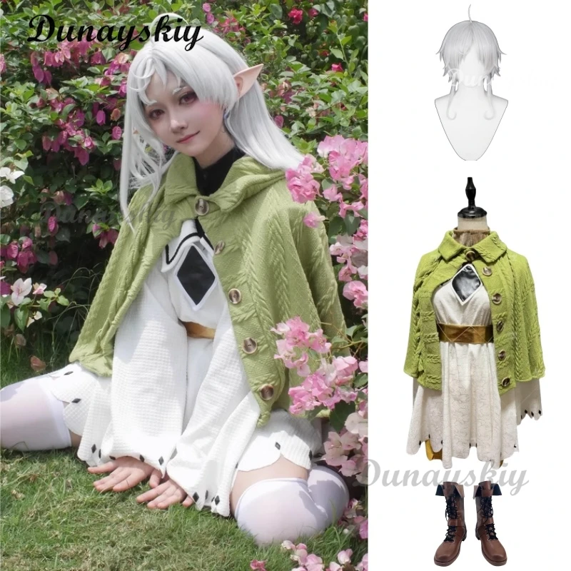

Sylphiette Greyrat Cosplay Costume Wig Anime Mushoku Tensei Cute Suit Dress Jobless Reincarnation Green Sweater Halloween