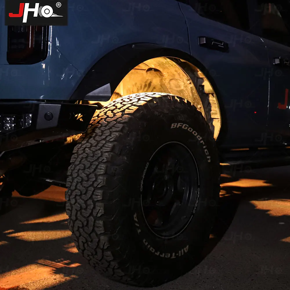 JHO 8 Pods LED Rock Lights Kit, APP/RF-bediening Veelkleurige Magic RGB Underglow Lights Muziekmodus Exterieur voor Ford Bronco 2022+