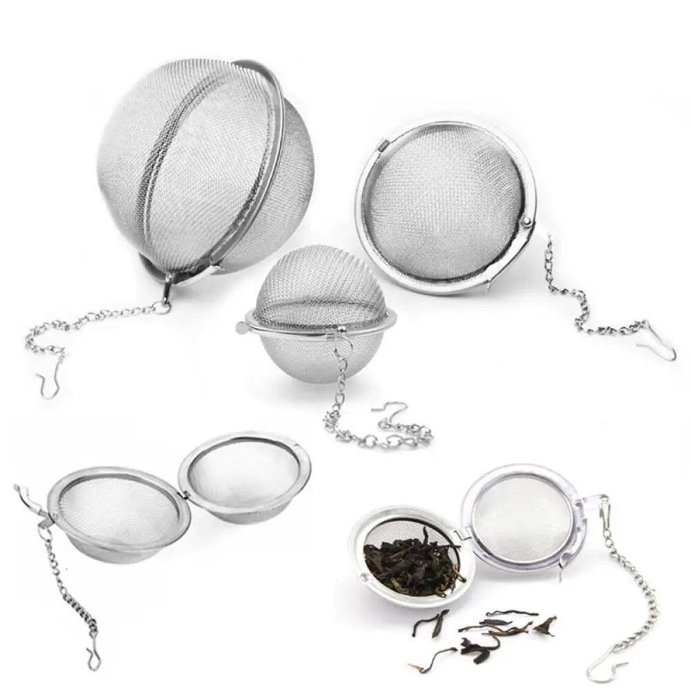 1-5Pcs Stainlesss Steel Tea Ball Mesh Infuser, Tea Filter Strainer for Loose Leaf Tea Spices, Locking with Extension Chain