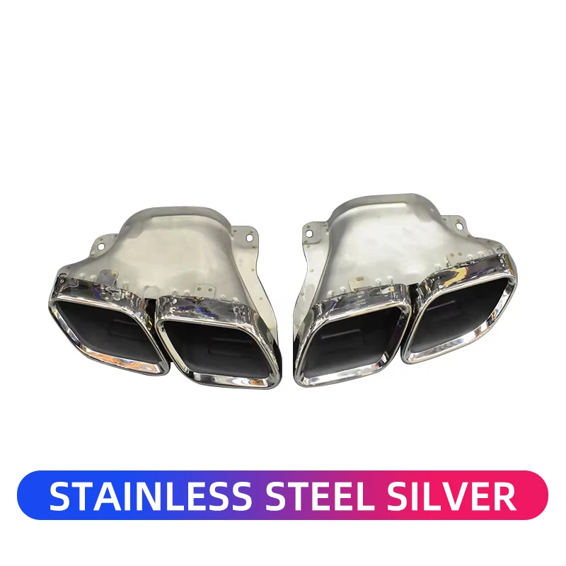For Mercedes-Benz AMG GT63 Stainless Steel Silver Rectangular Exhaust Pipe Tip Nozzle Muffler Exhaust Pipes