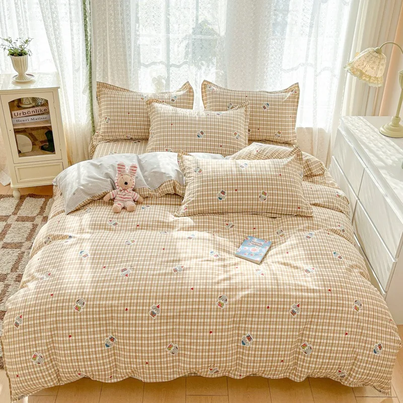 

Korean Style 100% Cotton Duvet Cover 240x220 cm Designer Cartoon Heart Floral Print New Arrival (No Padding)