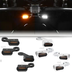 2X Motorcycle LED Turn Signal Indicators Amber Small Lamp White Running Light For Harley Sportster XL 48 72 1200 883 04-21