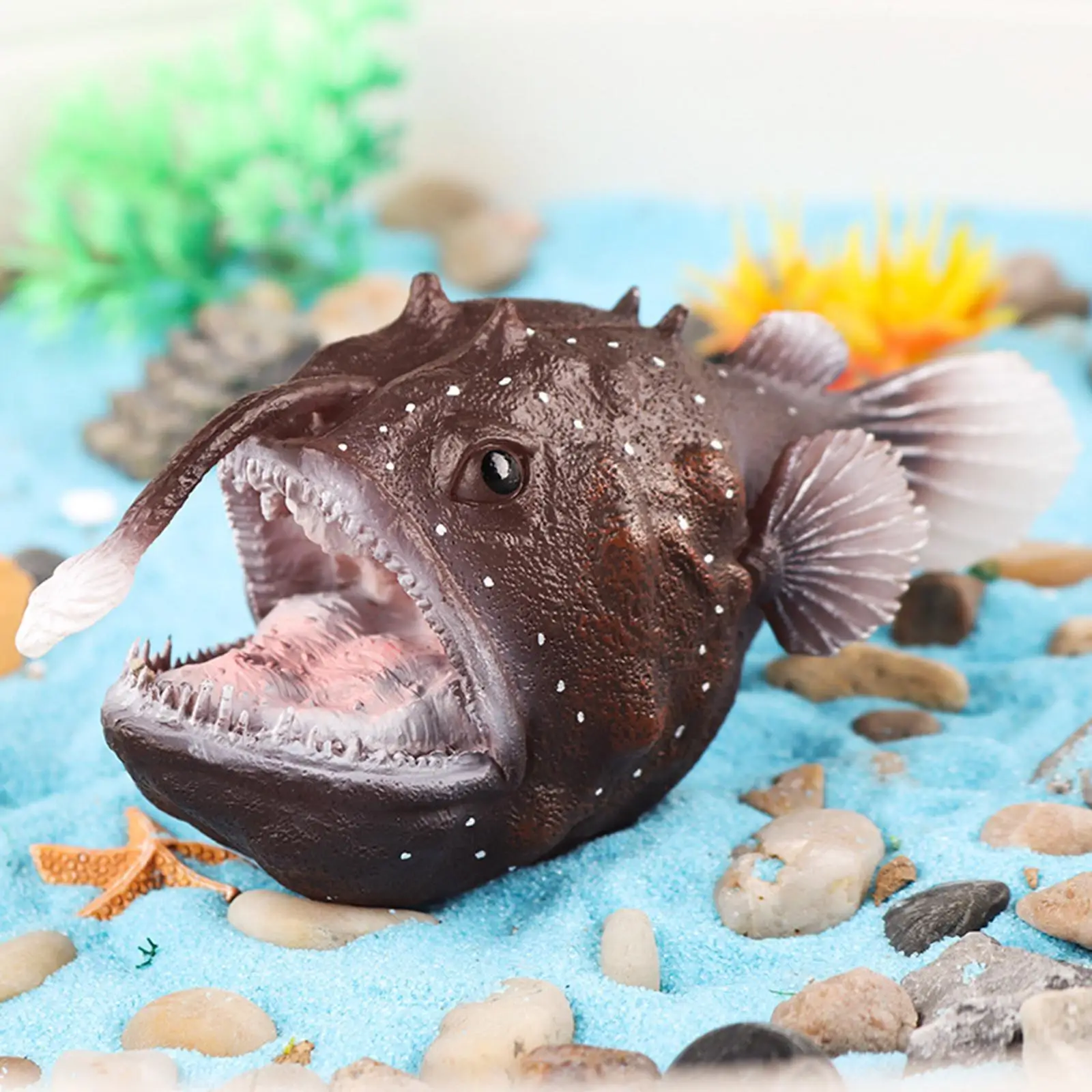 Figurines de poisson pêcheur à la ligne, jouets d'animaux marins simulés, cadeaux pour les fêtes de 3 ans et plus