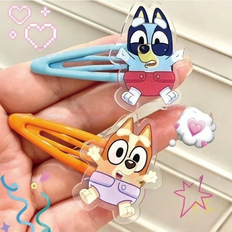 

2pcs Cute Cartoon Blueys Candy-colored Side Hair Clips for Headwear Cute and Trendy Suitable for Bangs and Broken Hair Lovely