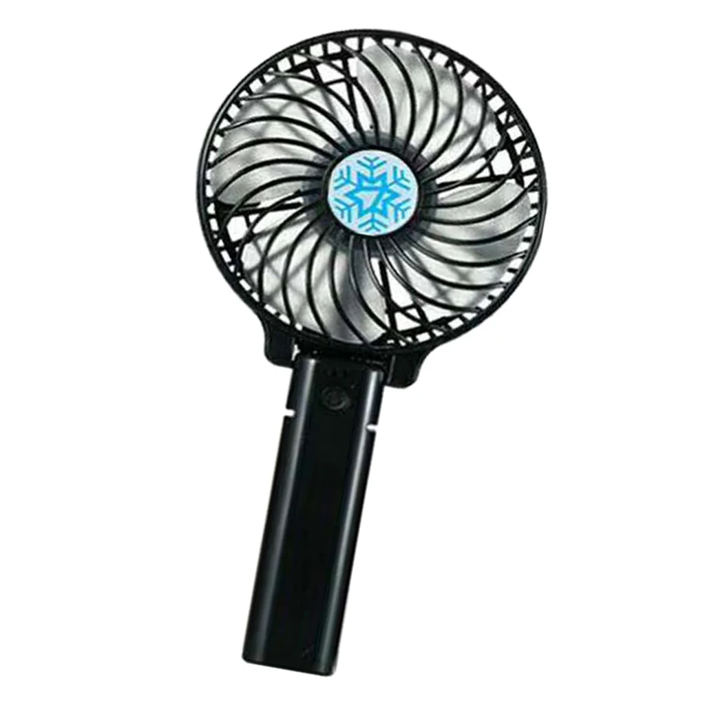 Mini Hand Held Fold Fan Adjustable Portable Rechargeable Office Blue Large