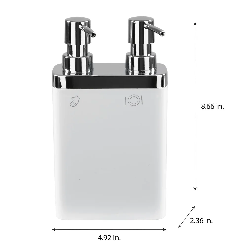 المزدوج مضخة الصابون غسول موزع كونترتوب المنظم 2 مقصورات المطبخ الحمام يسهل إدارة الفضاء منع الارتباك