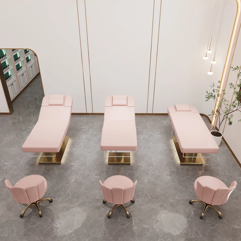 Hot Sale Metal Gold Plated Stainless Steel Base 4 Motor Beauty Spa Massage Bed Can Be Customized Color for Beauty Salon
