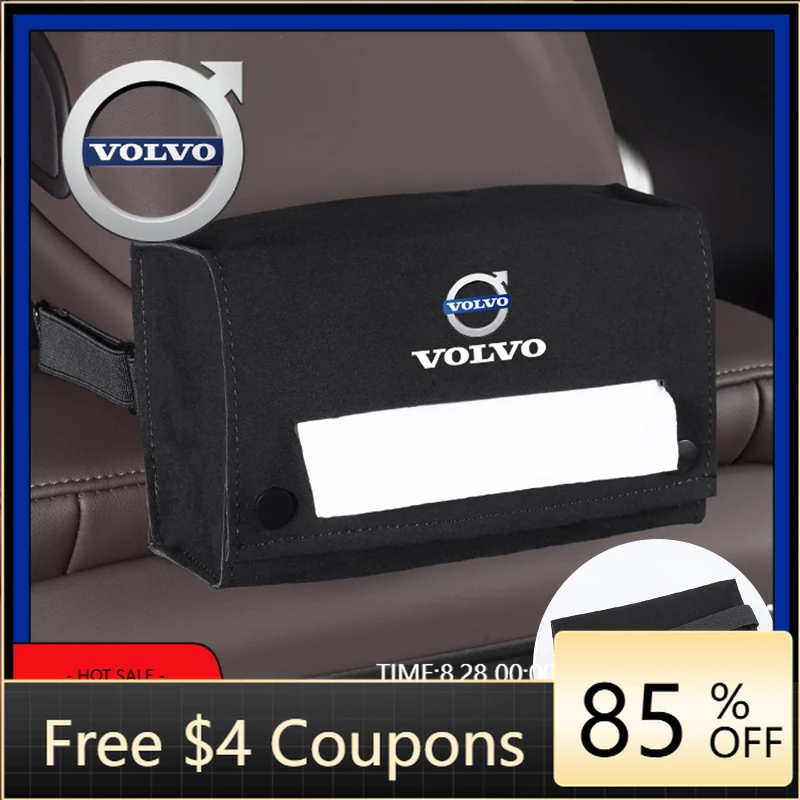 

Wheel Center Caps Car Tissue Box Holder Suede Car Armrest Napkin Case Sun Visor Backseat Bag For Volvo Rdesign V60 V40 XC90 S60