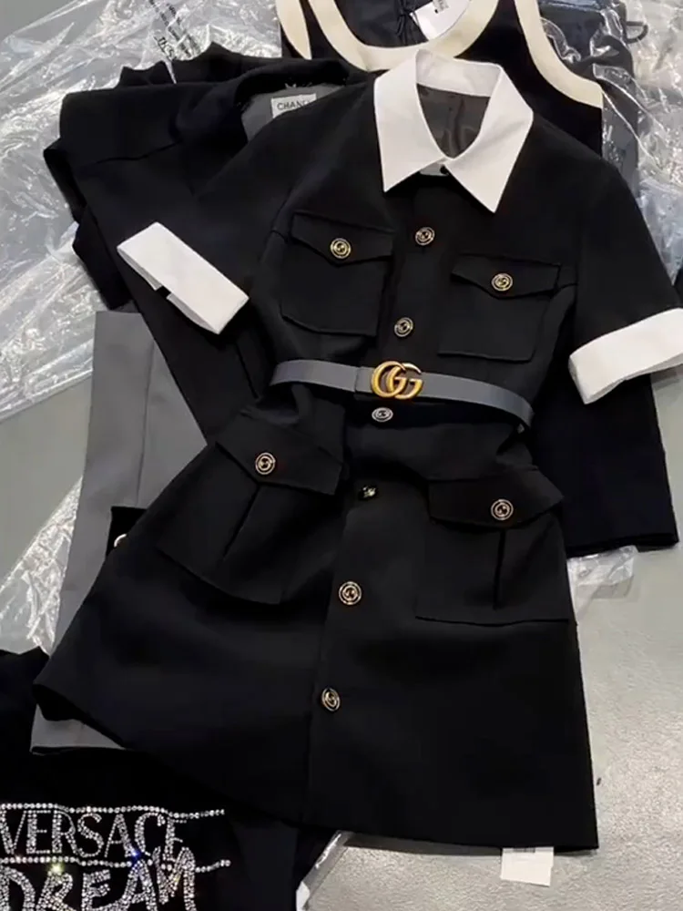 

Женский деловой костюм Ele Bla: летняя юбка А-силуэта с высокой талией для офиса и повседневной носки