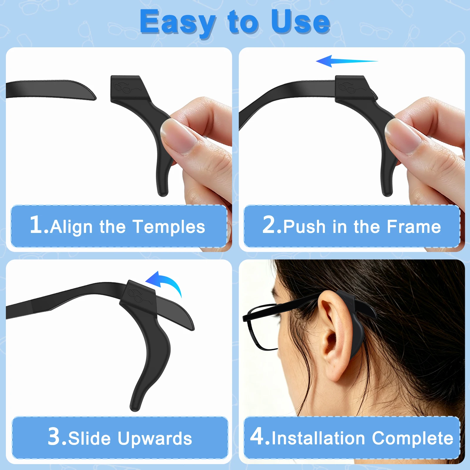 6pcs/lot Silicone Eyeglass Ear Hooks Anti-Slip Glasses Ear Grips Universal Eyewear Retainers For Sports Reading Prevent Glasses