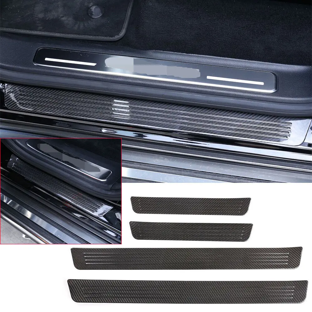 Real Carbon Fiber Outer Door Sill Scuff Plate Cover Trim Fit For Benz G Class W464 2019-2022